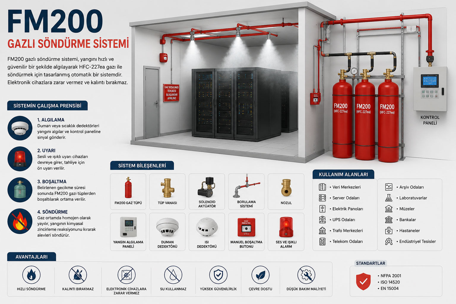 fm200 sistem odası, fm-200 gazlı söndürme sistemi, fm200 kurulumu, sistem odası yangın söndürme, sunucu odası yangın söndürme, server odası yangın söndürme sistemi, yangın algılama sistemi, yangın algılama gaziantep